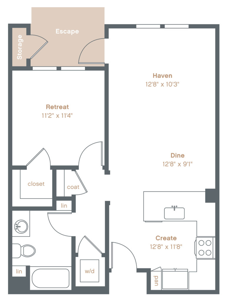 A7 Luxury Apartment Floorplan - One-Bedroom at Alexan Downtown Danville