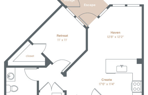 A3 one bed/one bath luxury floor plan - Refreshing Floor Plans at Alexan Downtown Danville